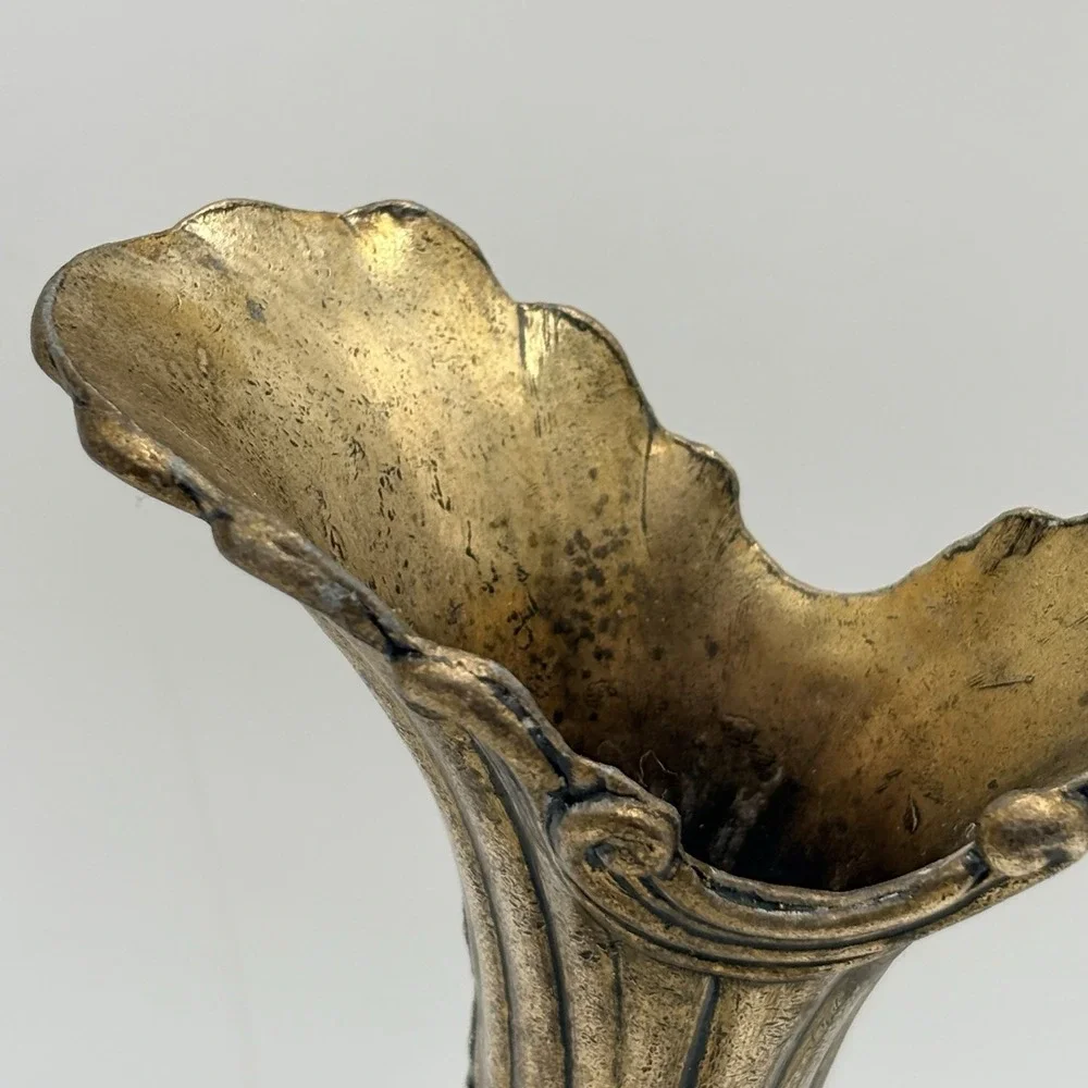 Vintage Solid Brass Ornate  Floral Vase Pitcher Made in Italy 7